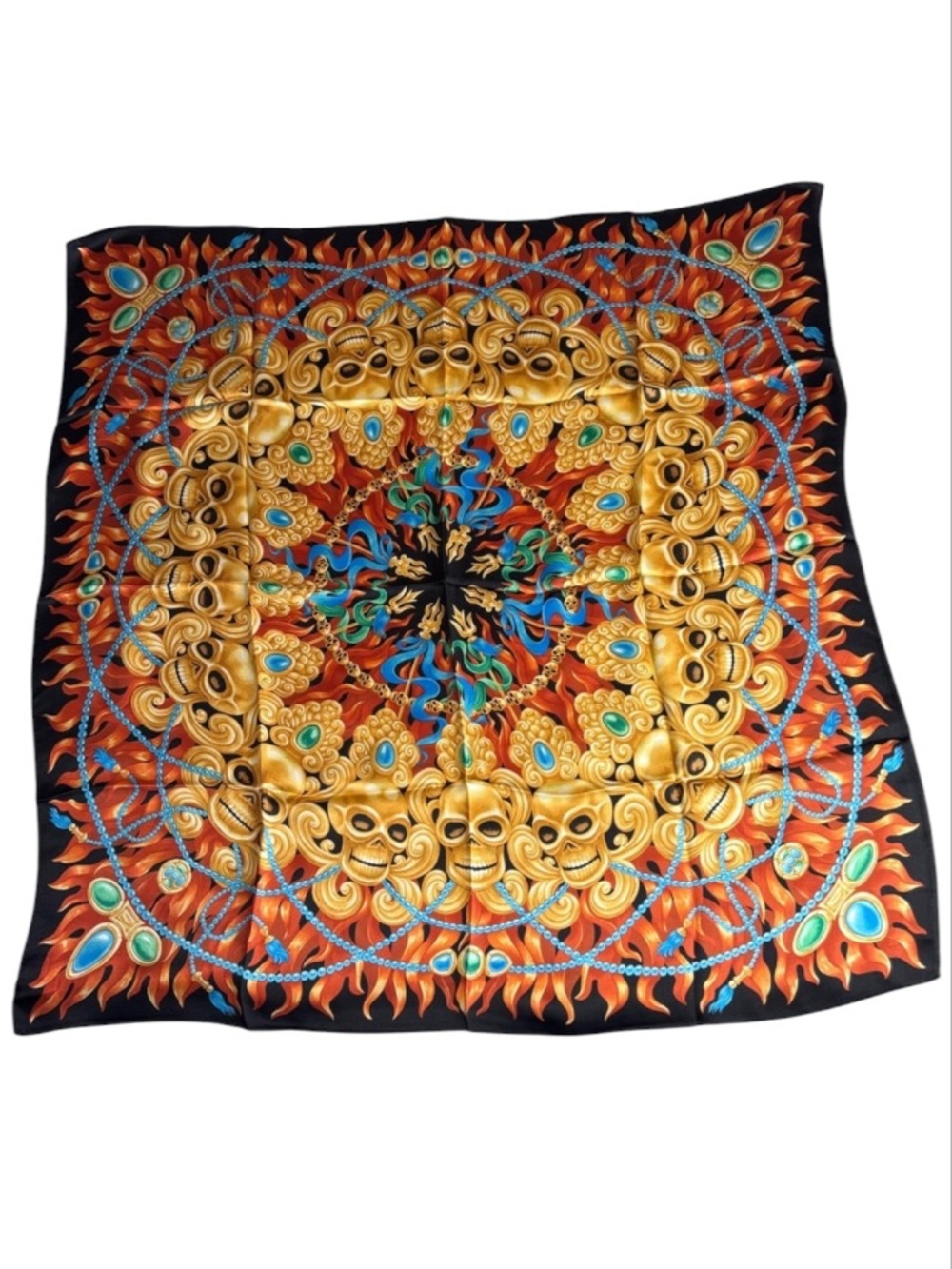 Rare NWT YMX Misplaced Cowboy Skulls Silk Scarf